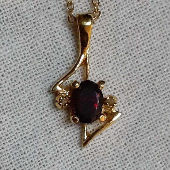 Jewelry - GARNET & CZ LIND 24 KT HGE PENDANT